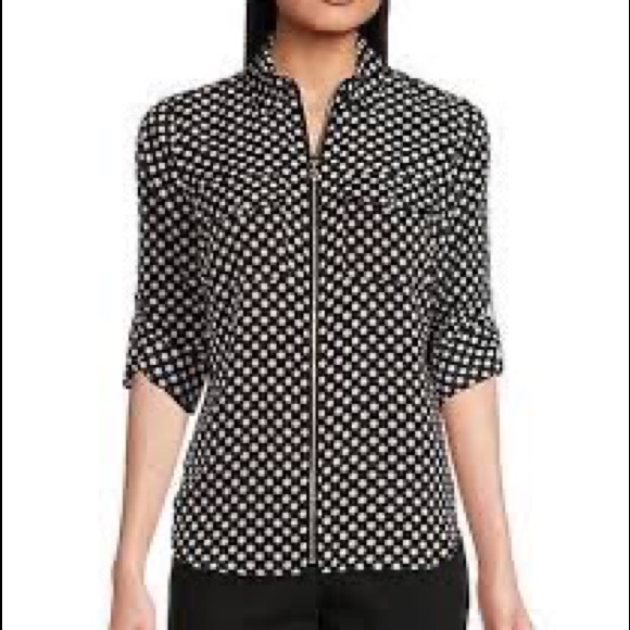 Michael Kors Tops - Michael Kors Polka Dot Zip Blouse
